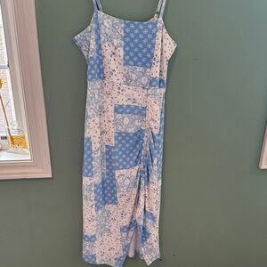 Bluenotes Patchwork Midi Dress in Blue and White